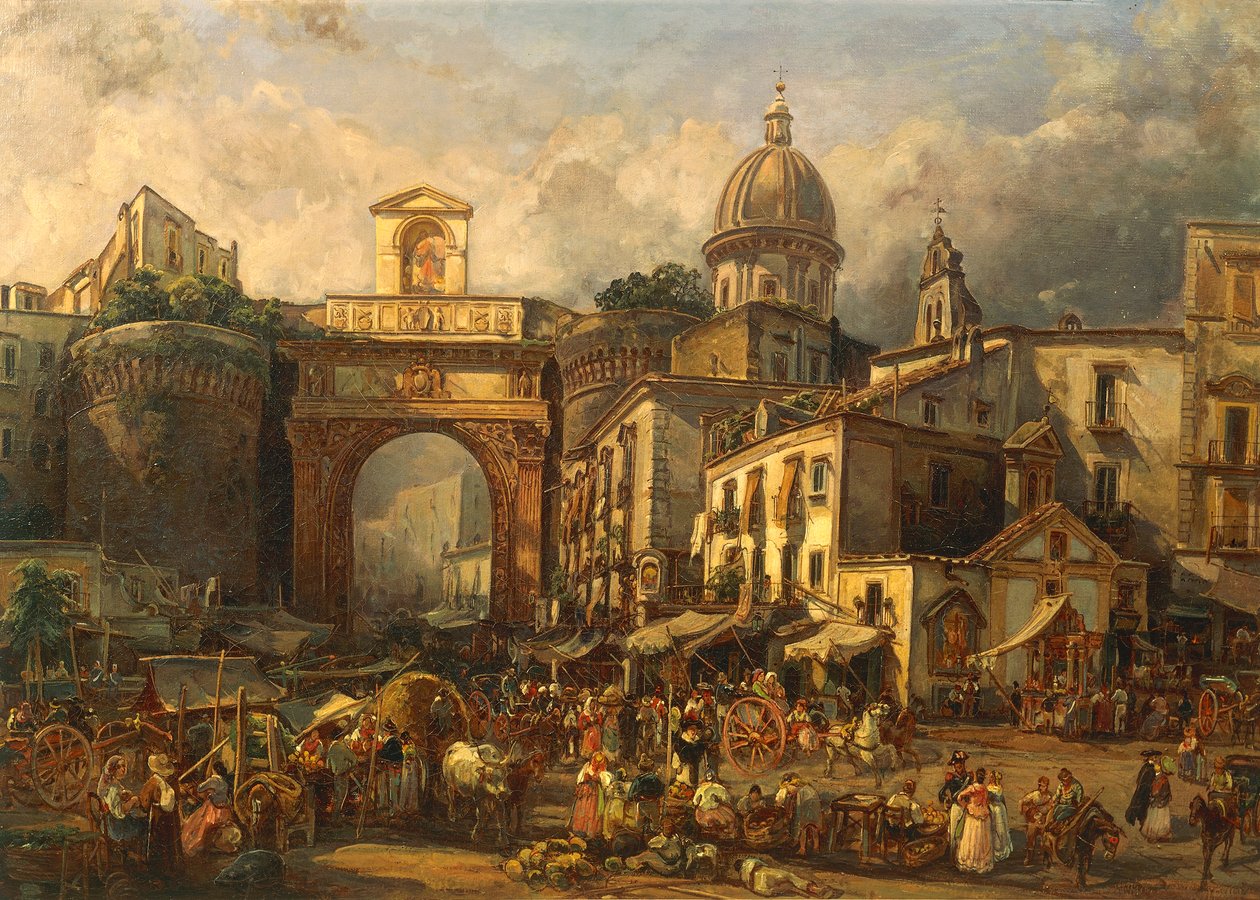 İtalya, Napoli, Giacinto Gigante tarafından Porta Capuana