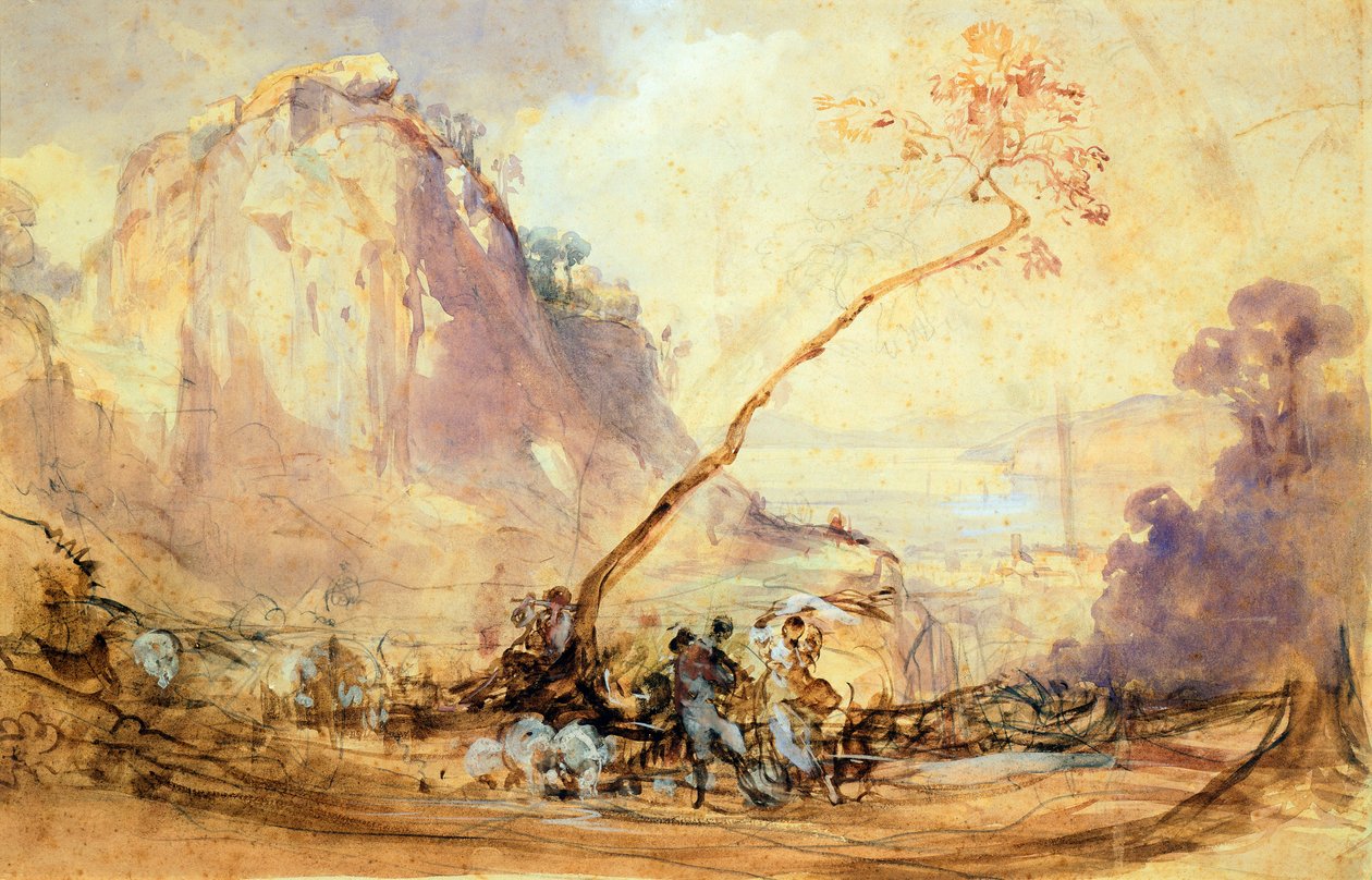 Sorrento Manzarası, yaklaşık 1848, Giacinto Gigante (1806-1876), suluboya, 34x51 cm. by Giacinto Gigante