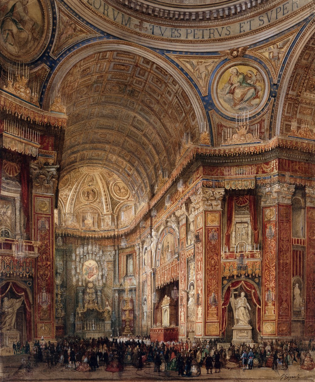 St.Peters Bazilikası, Roma (kalem ve sulu boya) by Giacinto Gigante