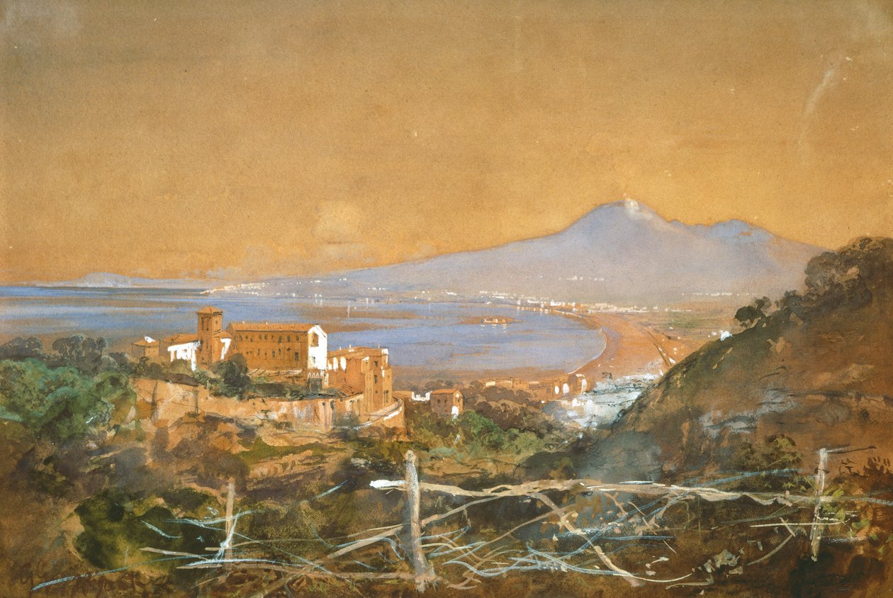 Napoli Körfezi, Giacinto Gigante, suluboya by Giacinto Gigante