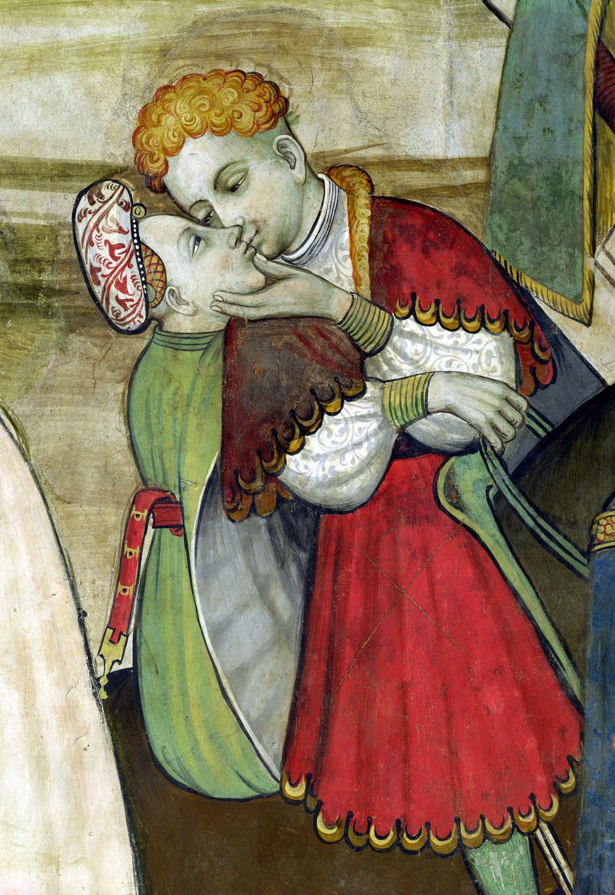 Hayat Çeşmesi, kucaklaşan bir çiftin detayı, 1418-30 by Giacomo Jaquerio