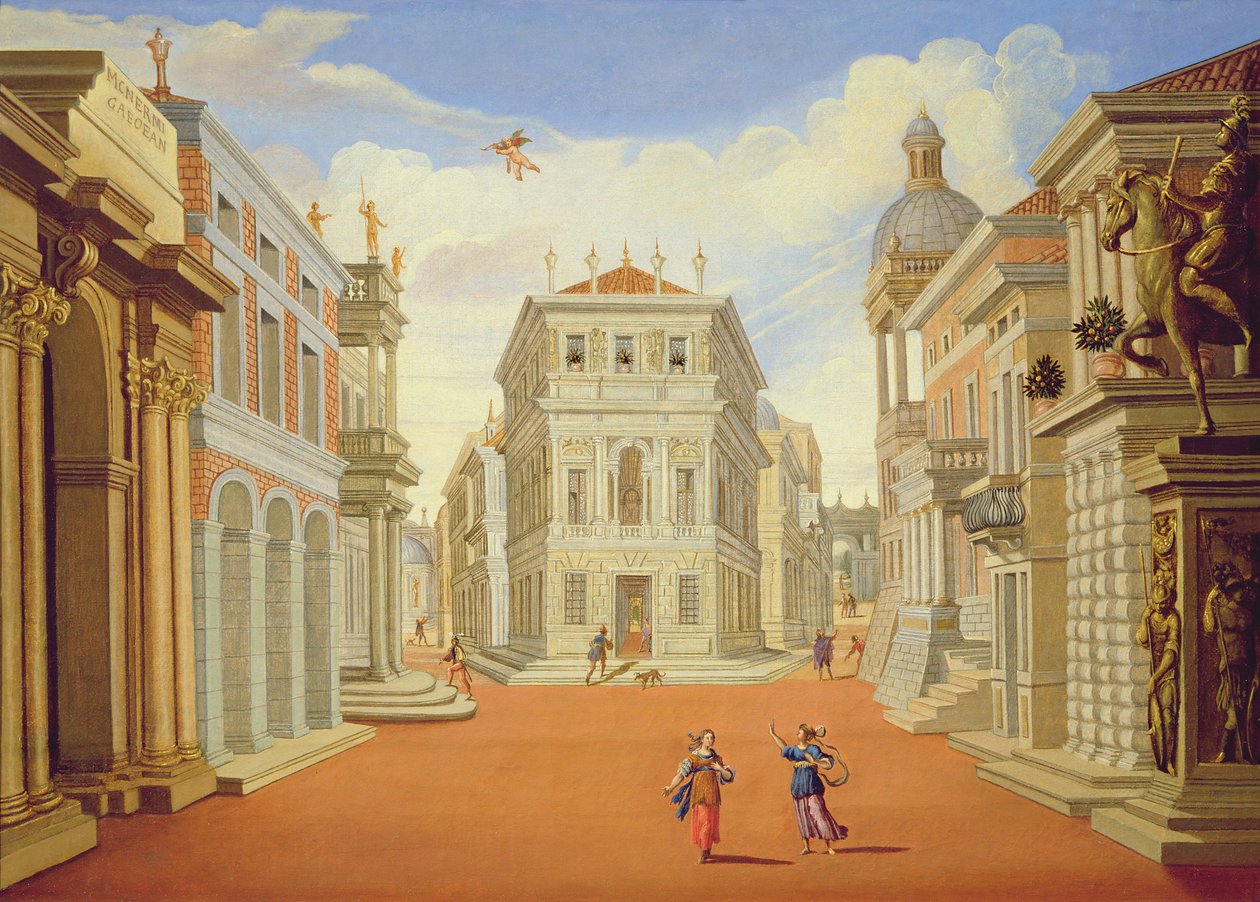 II. Perde, sahne I ve VIII by Giacomo Torelli