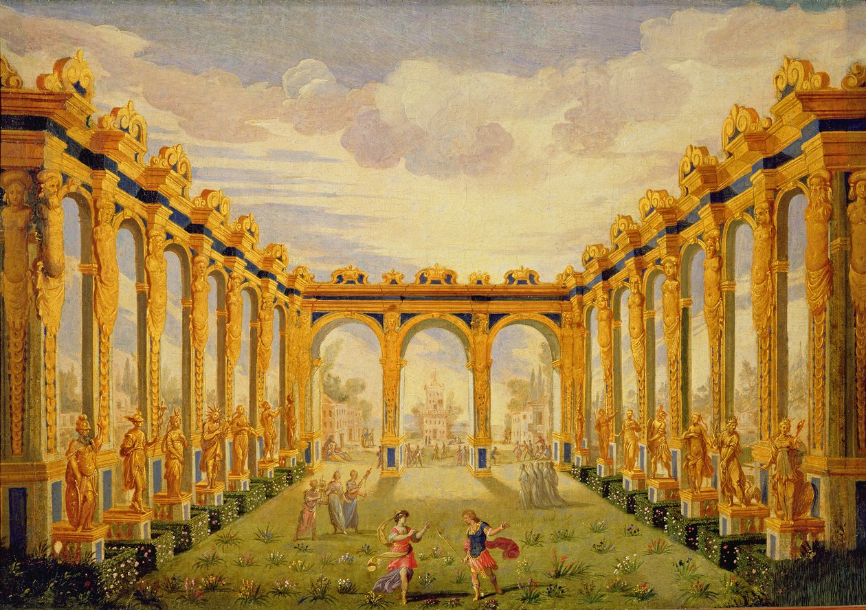 III. Perde, V. sahne: Elysian Fields Avlusu by Giacomo Torelli
