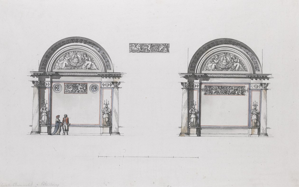 Sheremetev sarayı için tasarım, Ostankino, c. 1796 by Giacomo Antonio Domenico Quarenghi