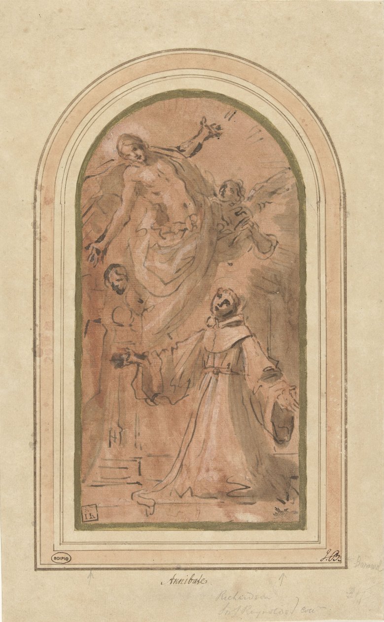 Mesih, Kutsanmış Giovanni da San Facondo'ya Görünüyor by Giacomo Cavedone