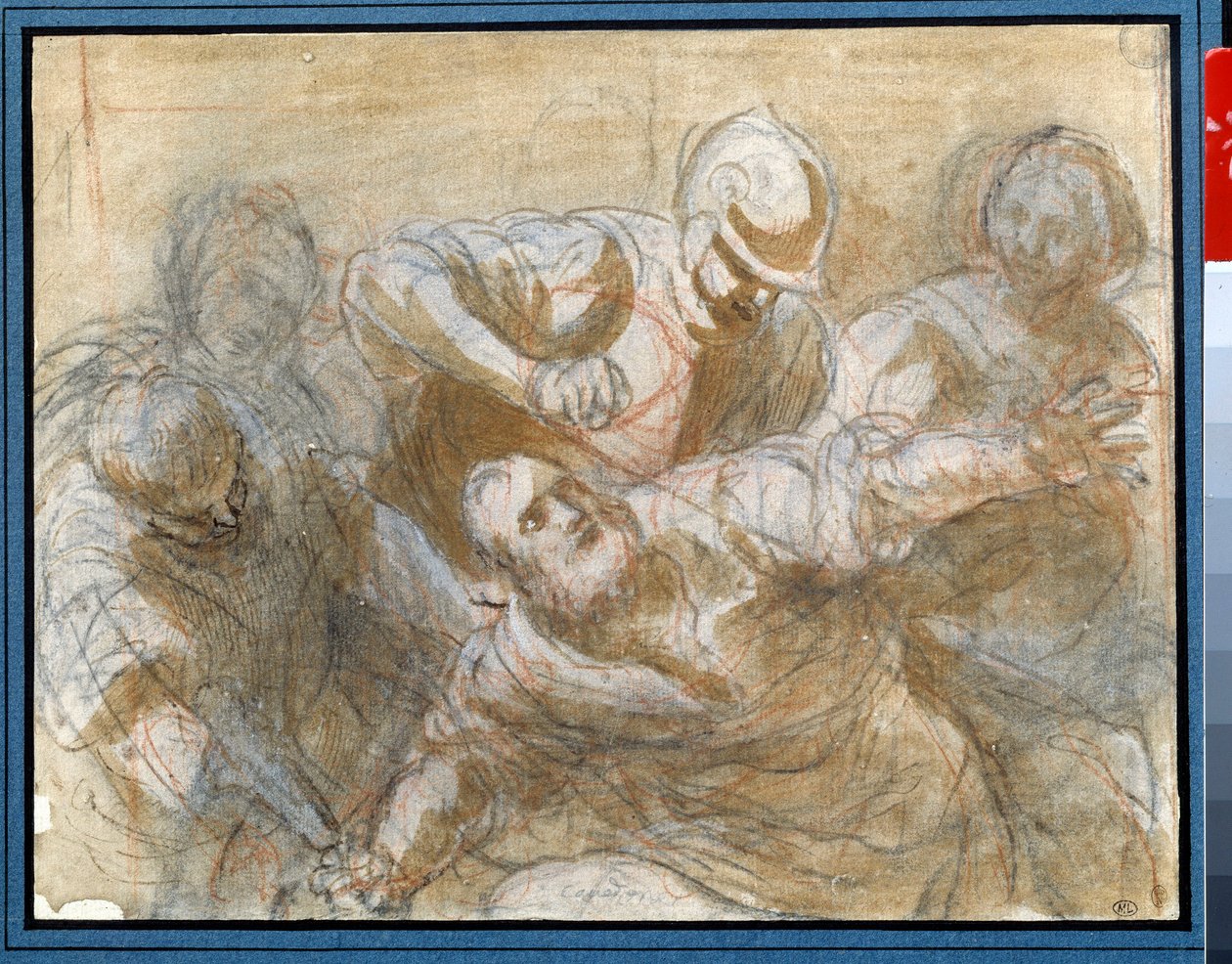 Samson, Filistinliler tarafından kahverengi mürekkeple çizildi ve Giacomo Cavedone (1577-1660) tarafından 1614 Güneş civarında yıkandı. 0,20 x 0,27m Paris. Louvre müzesi by Giacomo Cavedone