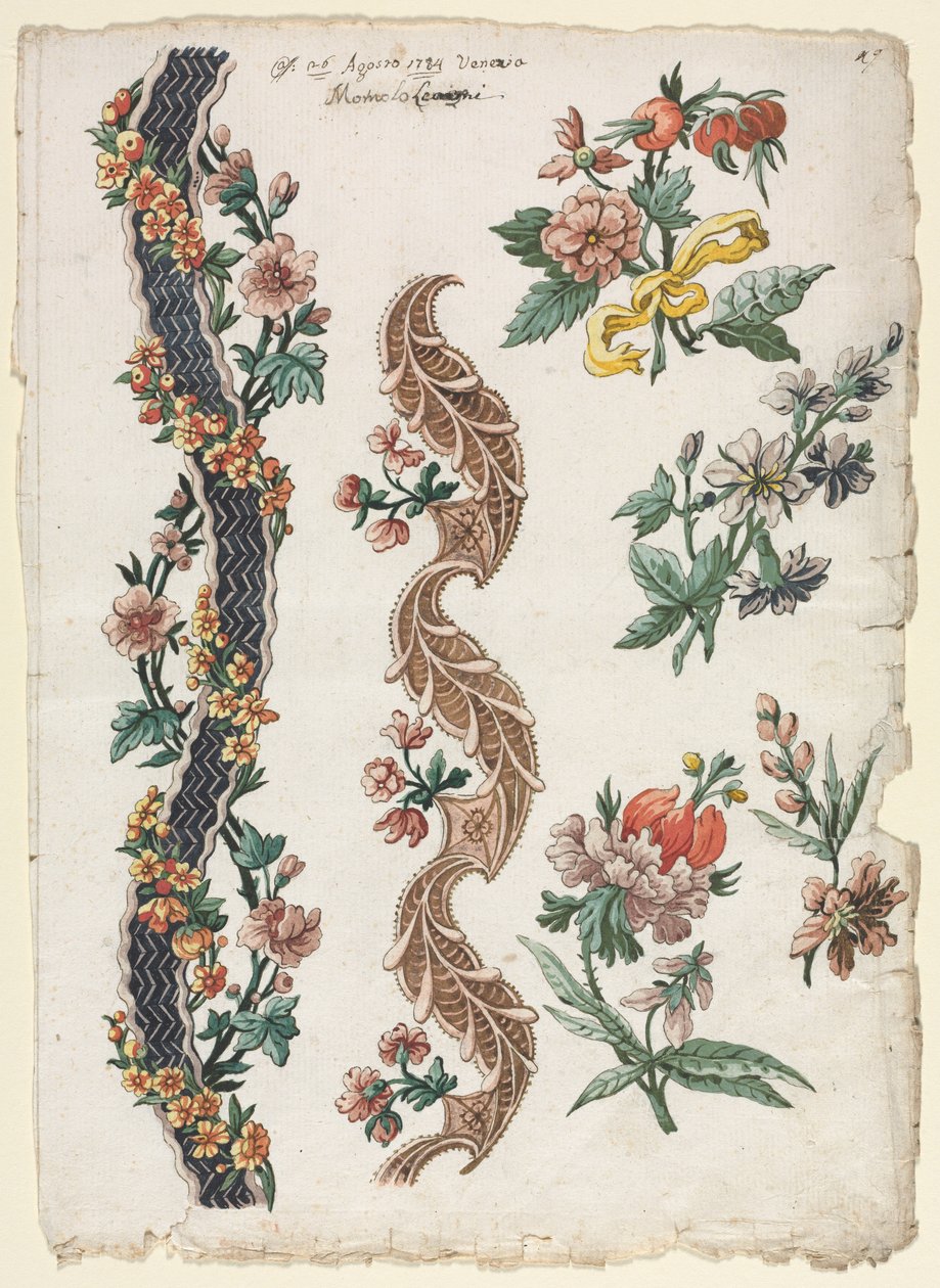Çiçek Tasarımları ve Çiçek Bantları, 1784. by Giacomo Cavenezia