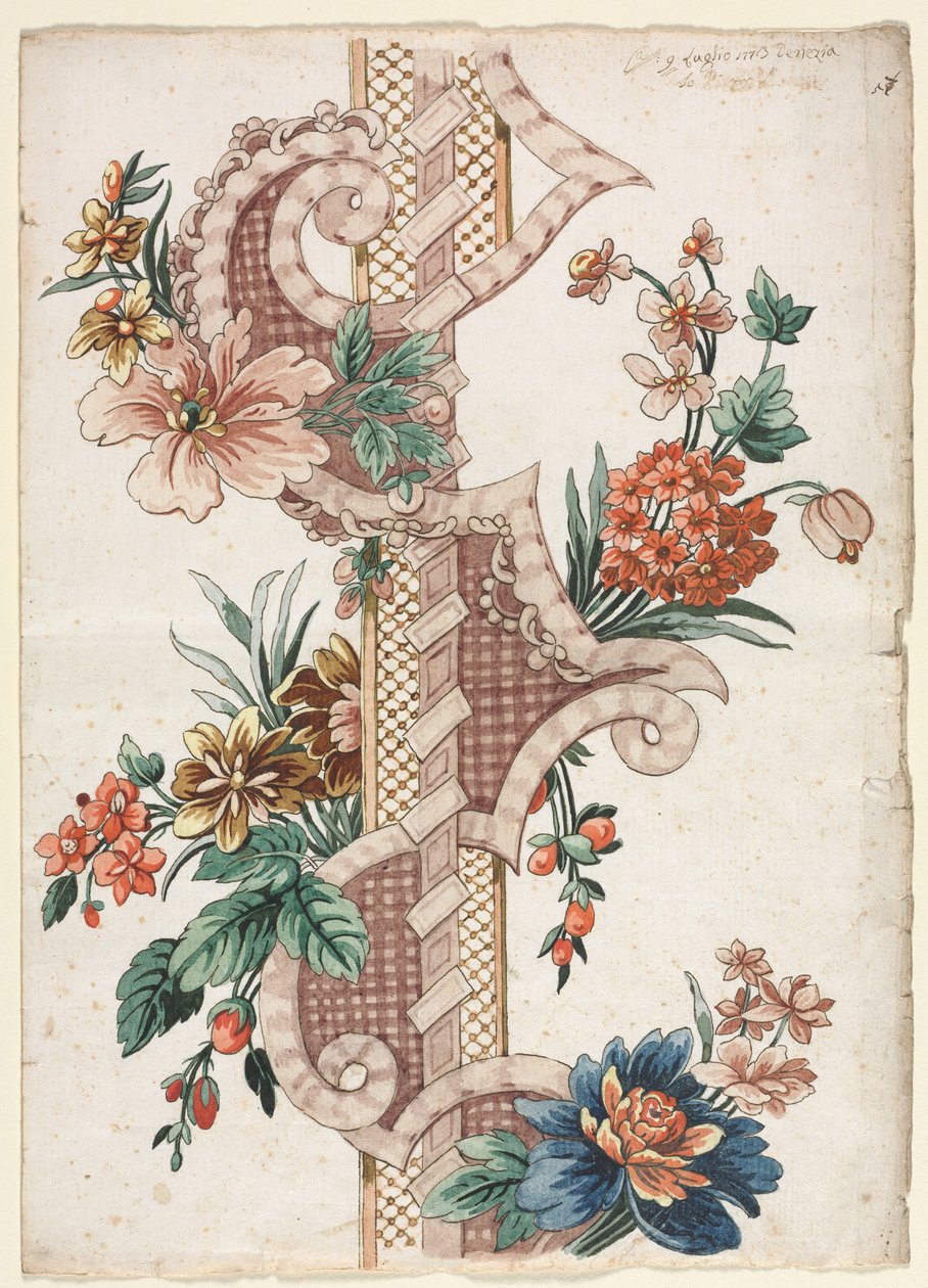 Dikey Dekoratif Çiçekli Bant, 1773. by Giacomo Cavenezia