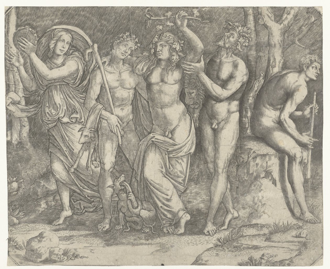 Bacchus ve bacchantes ve tef ile orta yol by Giacomo Francia