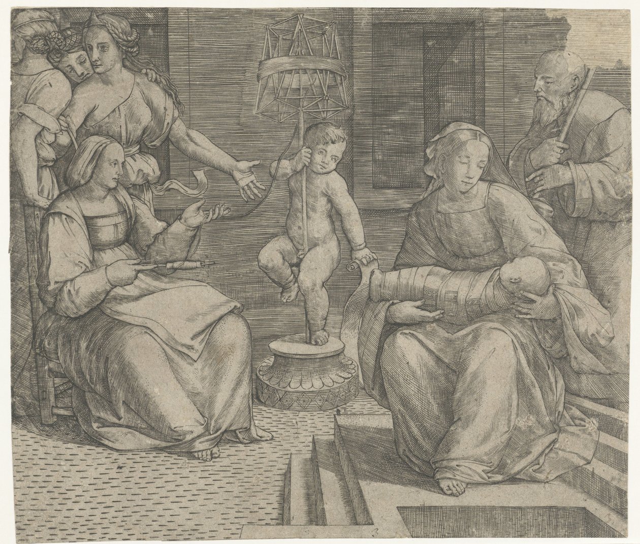 Elisabeth ve Vaftizci Yahya ile Kutsal Aile by Giacomo Francia