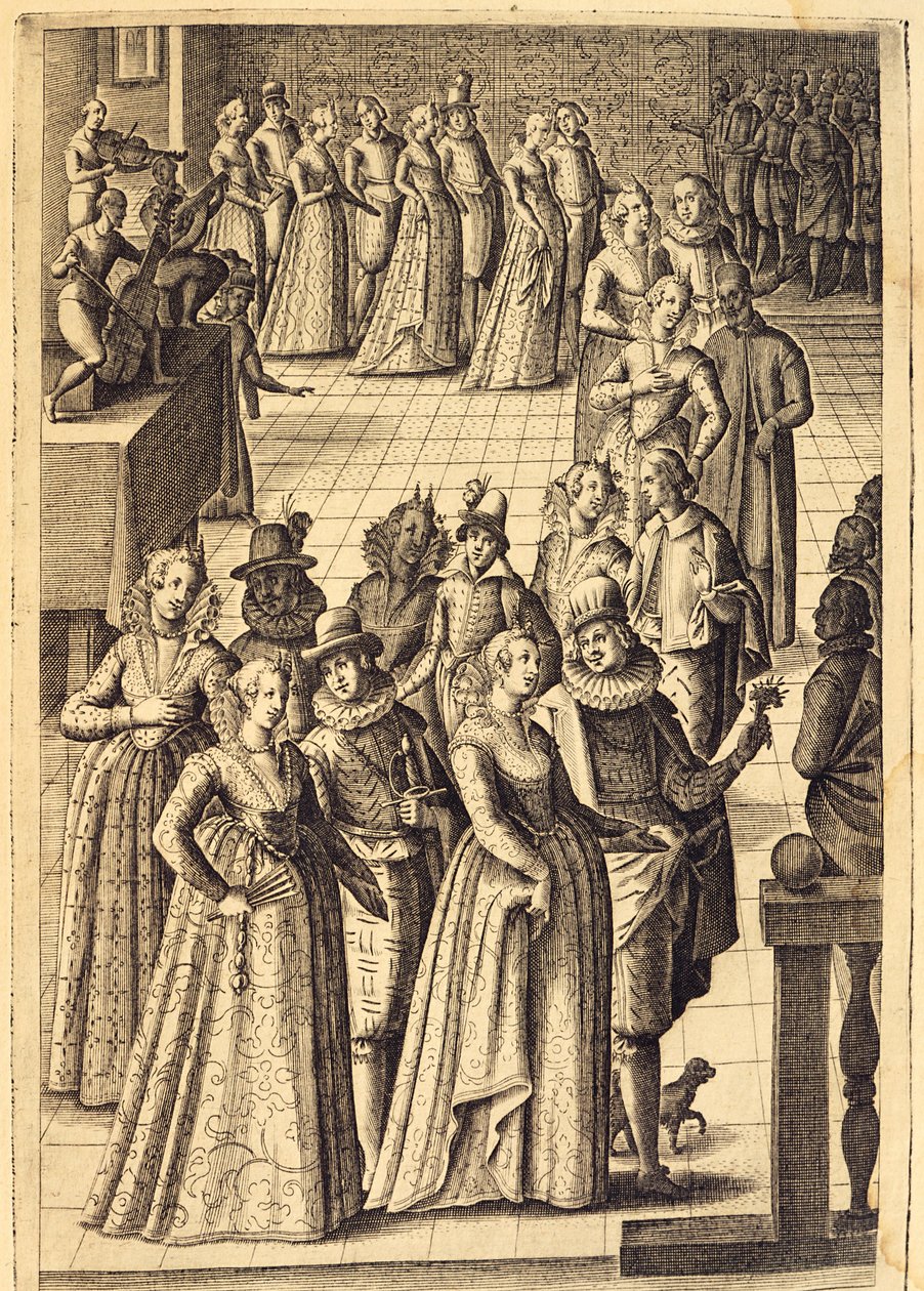 Bir resepsiyonda soylular, gravür by Giacomo Franco