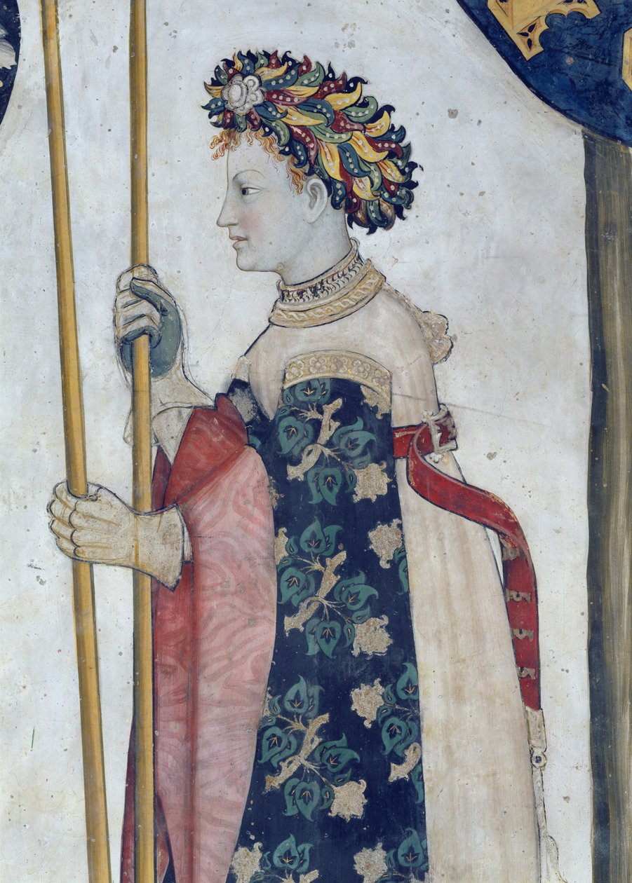 Dokuz Layık ve Dokuz Layık Kadın, Semiramis detayı, 1418-30 (fresk) by Giacomo Jaquerio