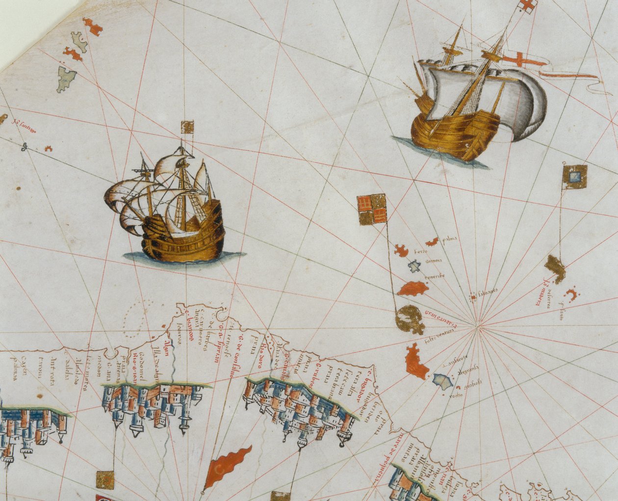 Bir Deniz Haritası, Kanarya Adaları detayı, 1564 by Giacomo Maggiolo