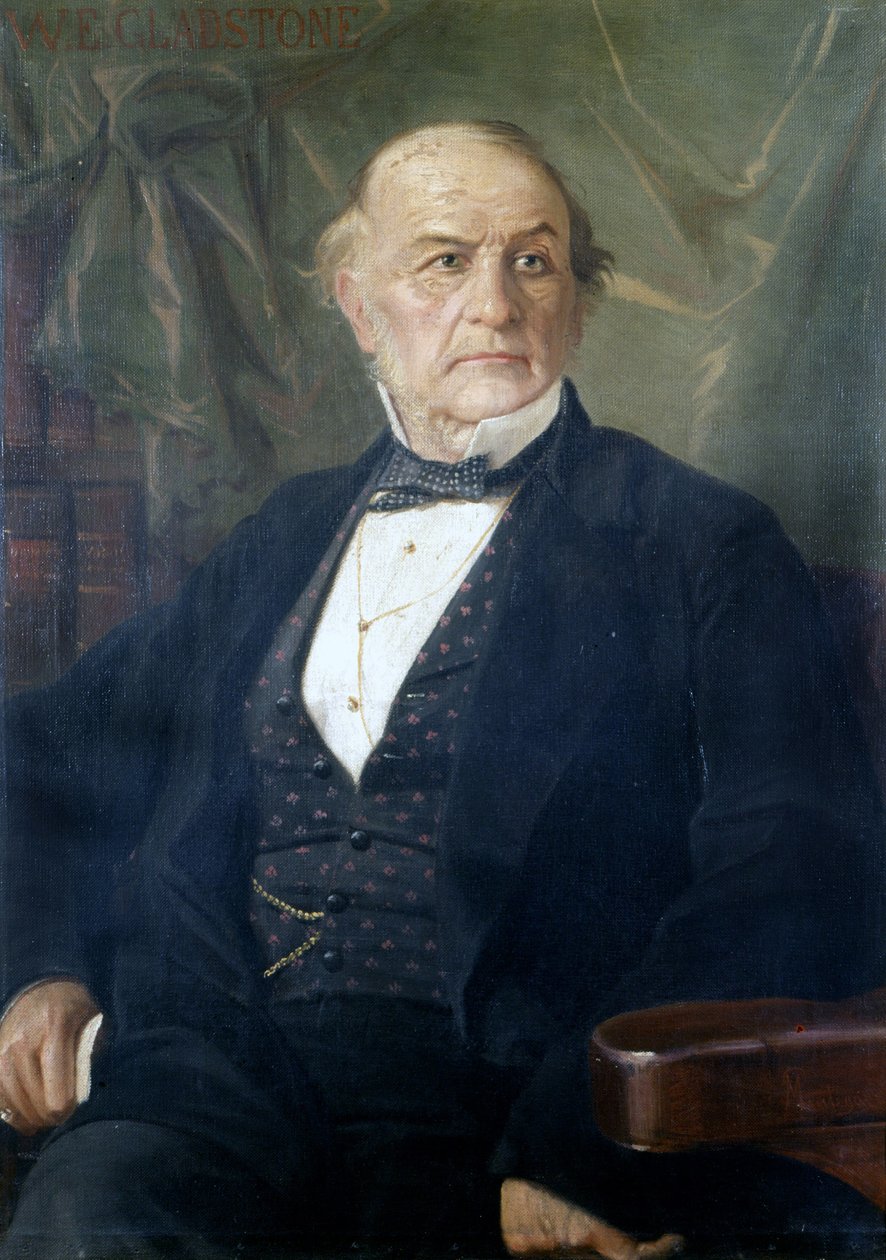 William Ewart Gladstone'un portresi. İngiliz politikacı (1809 - 1898) .Mantegazza tarafından yapılan boyama. Milano Risorgimento Müzesi by Giacomo Mantegazza