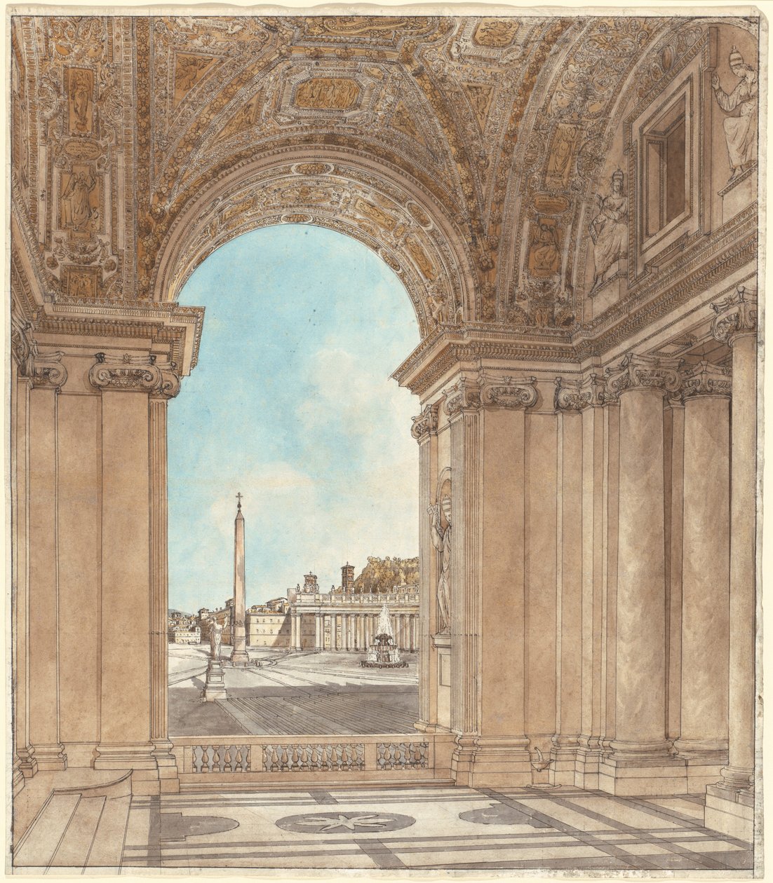 Bazilika Kemerinden Görülen Aziz Petrus Meydanı by Giacomo Quarenghi