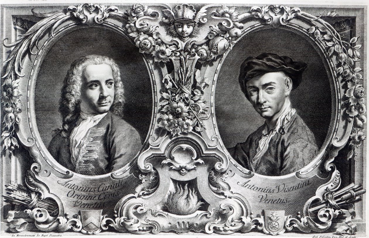 Canaletto ve Antonio Visentini, Visentini tarafından oyulmuş by Giambattista Piazzetta