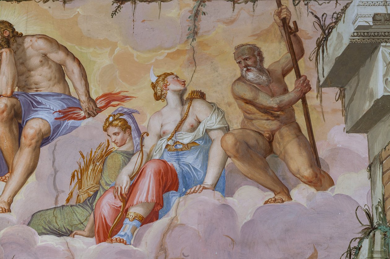 Ceres (kulak demeti ile hasat tanrıçası) ve Diana (yay ile av tanrıçası), Olimpos Odası