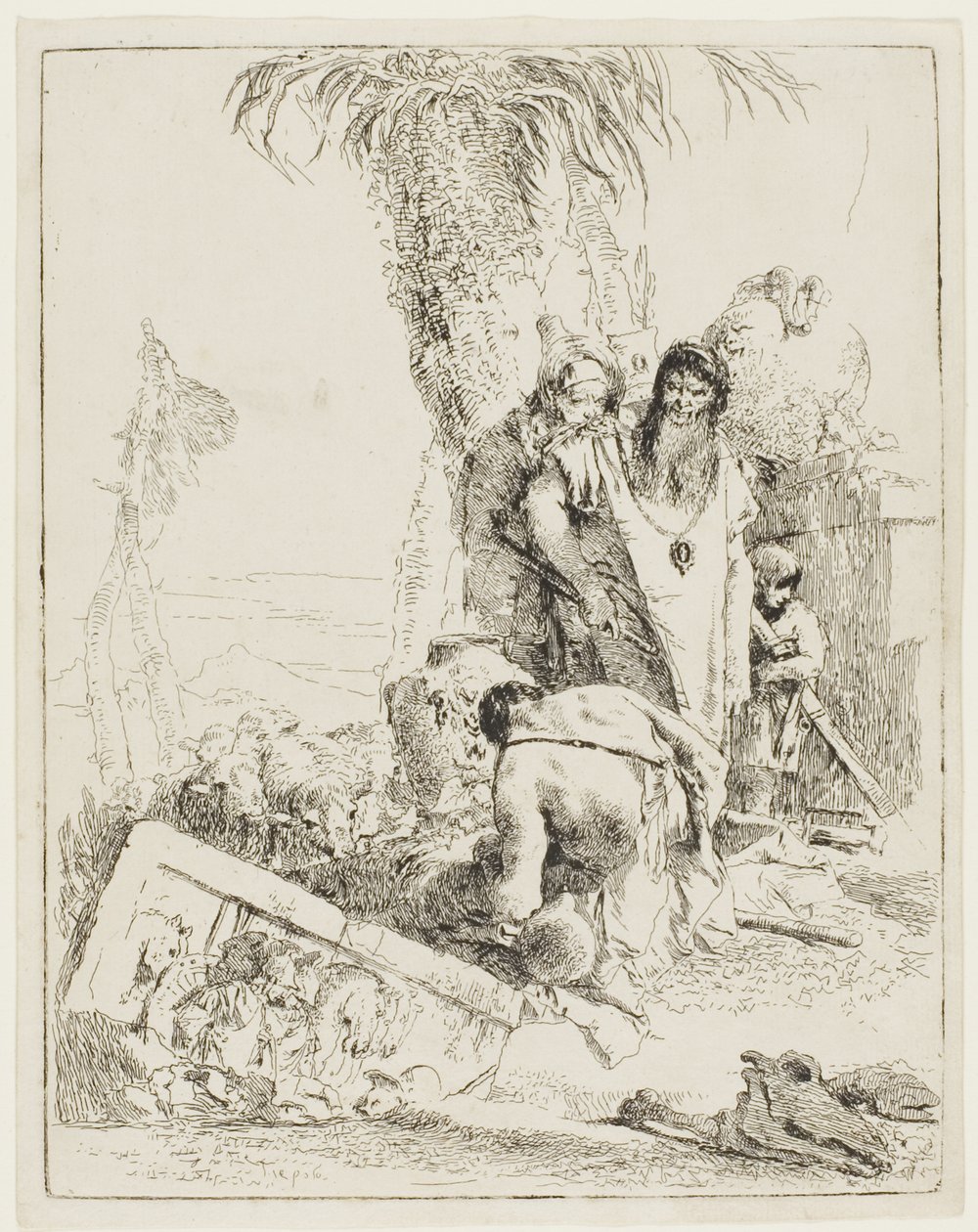 Scherzi'den İki Sihirbazlı Bir Çoban by Giambattista Tiepolo
