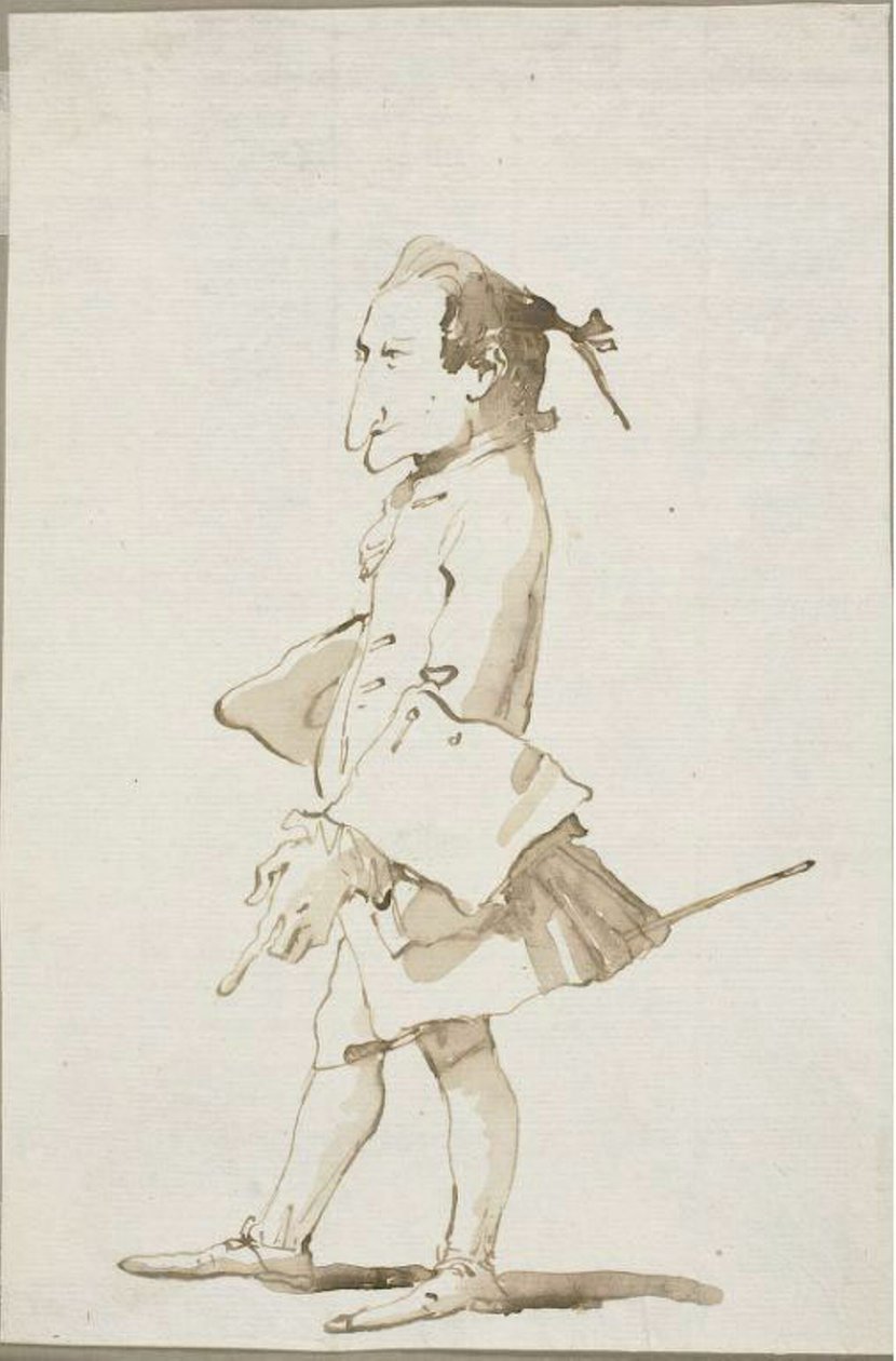 Bir Adamın Karikatürü, Uzun Boylu, Sola Dönük by Giambattista Tiepolo