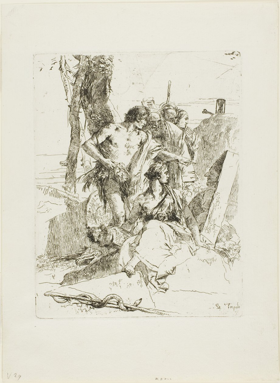 Punchinello Mezarının Keşfi, Scherzi'den by Giambattista Tiepolo