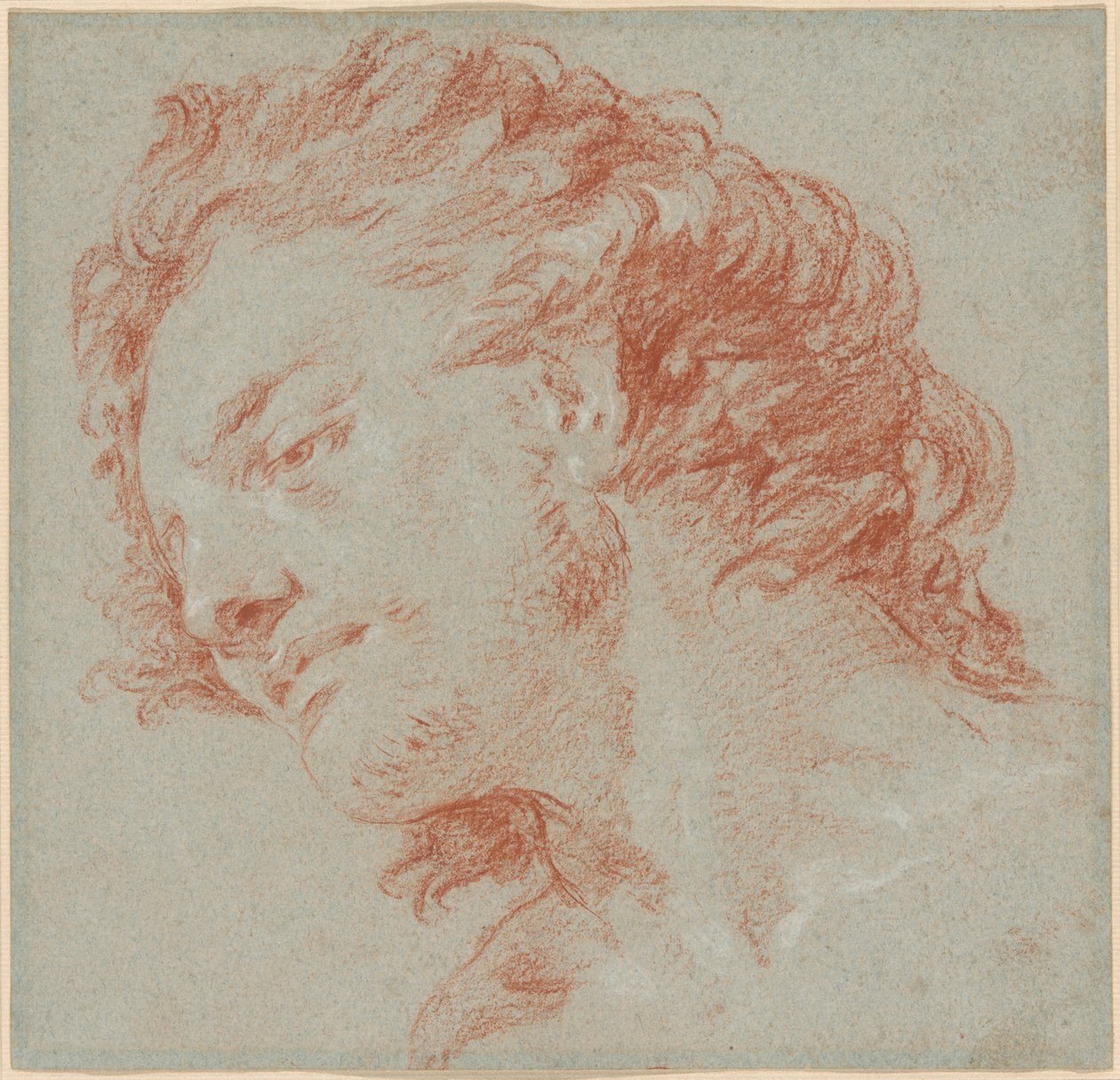 Soldaki Profilde Genç Bir Adamın Başı (rekto); Alegorik Figürlerin Çalışmaları (verso) by Giambattista Tiepolo