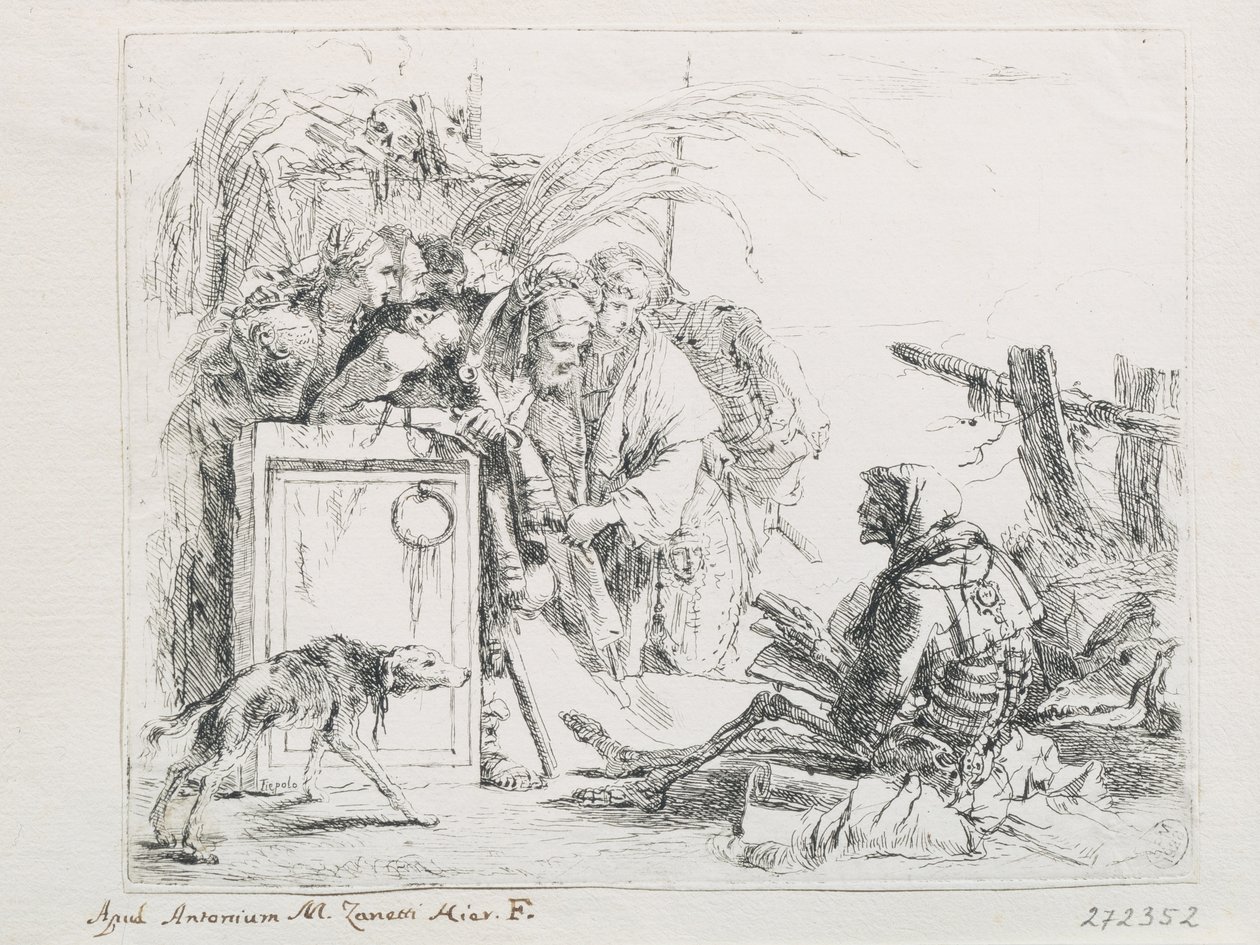 Ölüm ziyareti. Capriccios Serisinden, 18. Yüzyılın Ortası. by Giambattista Tiepolo