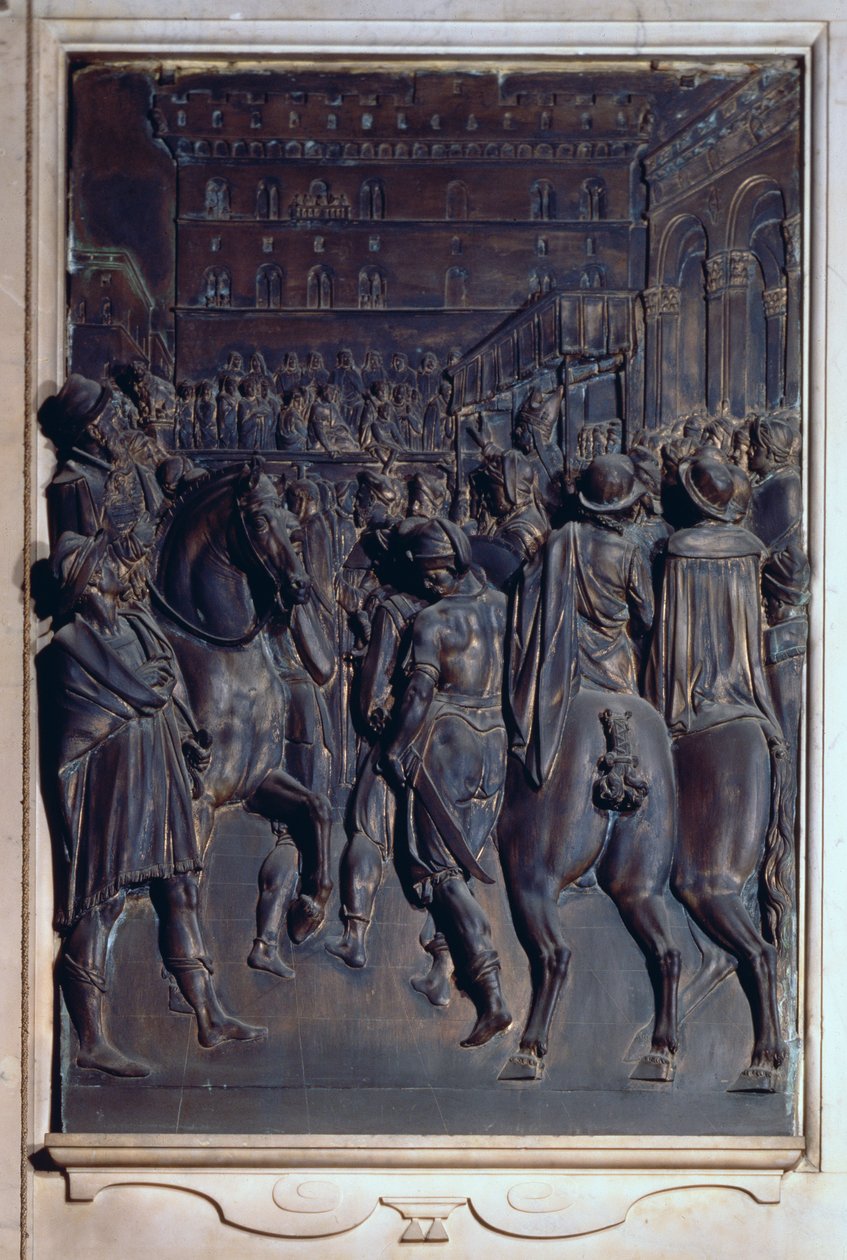 Aziz Agostino Floransalılara Vaaz Veriyor, Salviati şapelinden kabartma (bronz) by Giambologna