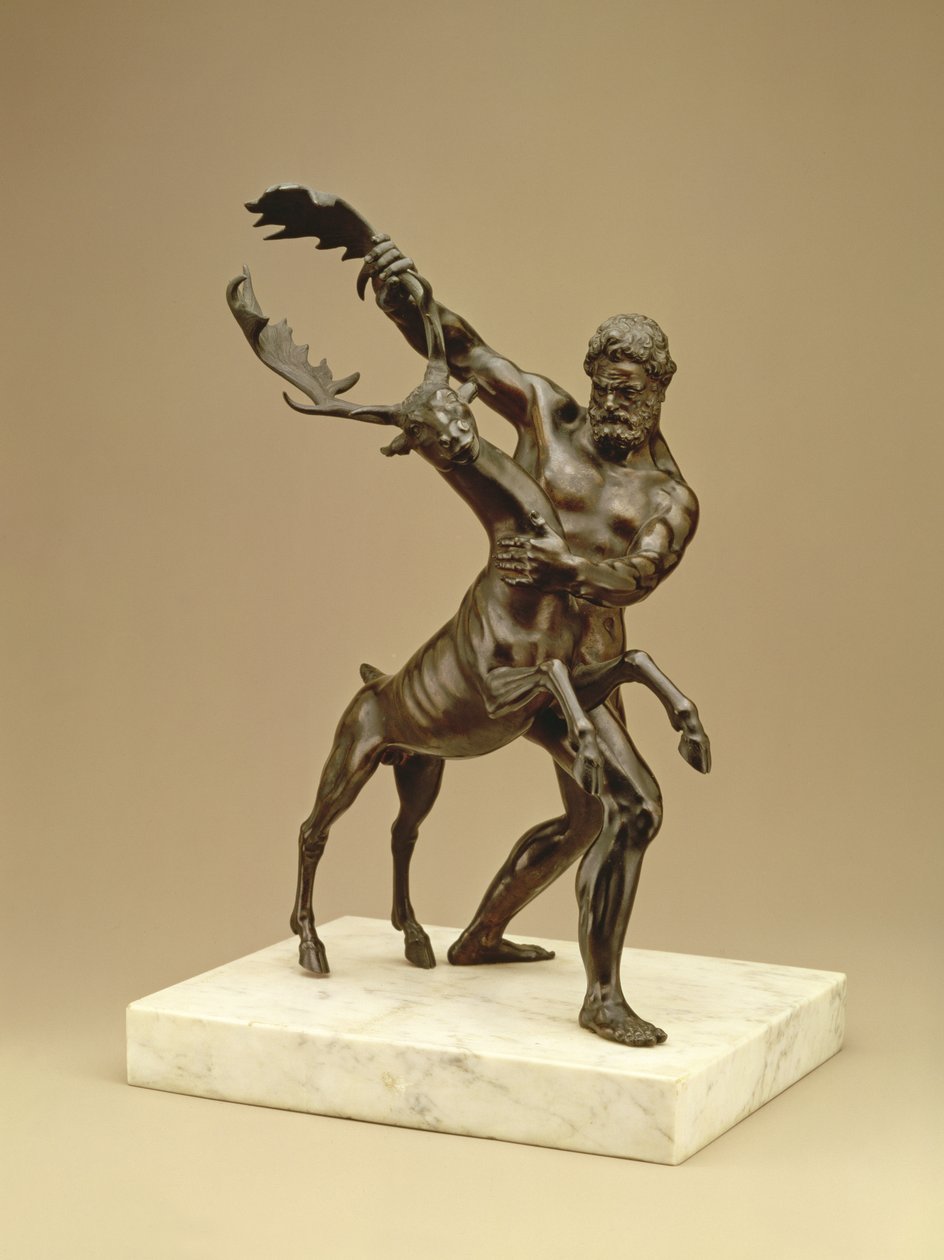 Herkül ve Arkadyalı Geyik (bronz) by Giambologna