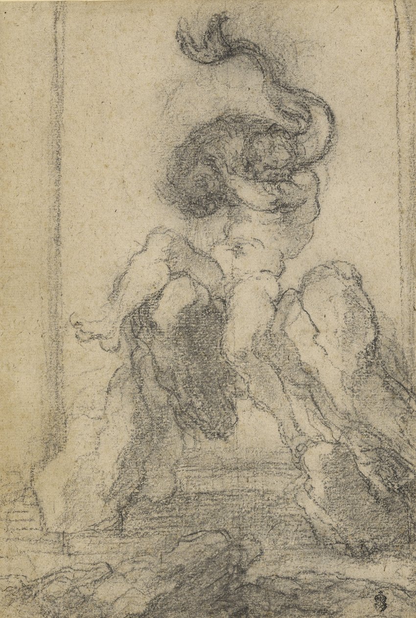 Yunuslu Deniz Tanrısı, 1652-3 (siyah tebeşir) by Gian Lorenzo Bernini