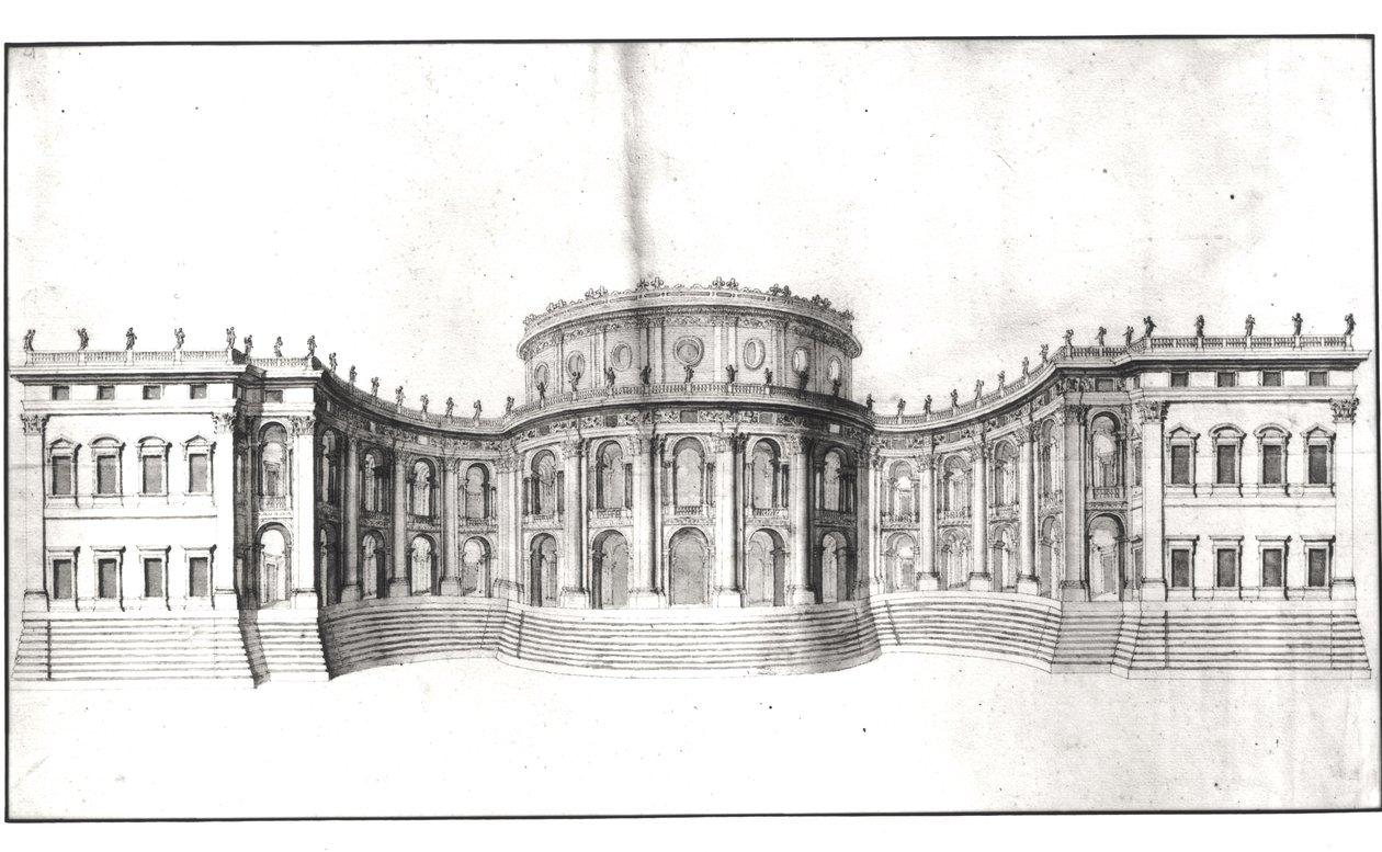 Louvre için ilk proje, doğu cephesinin yükselti, 