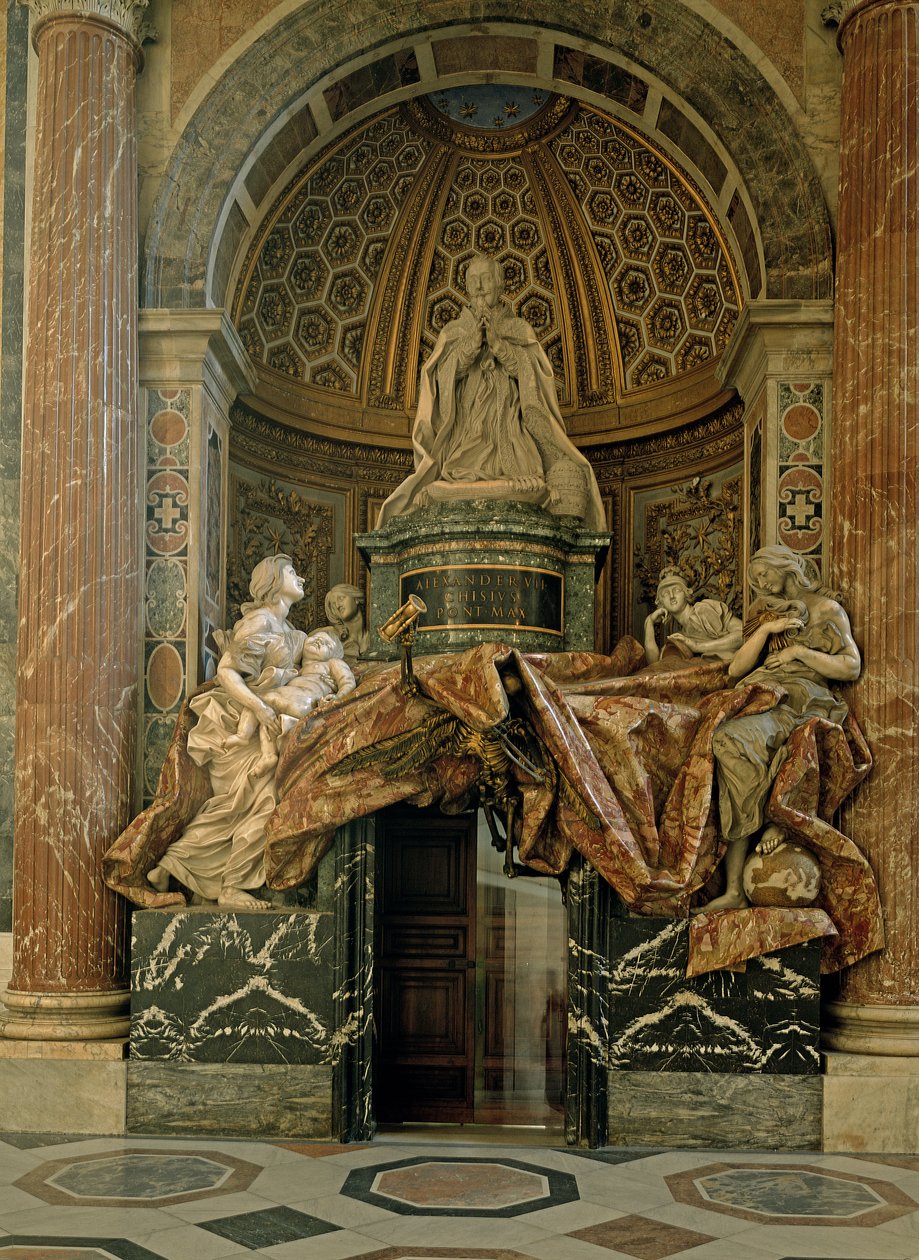 Kuzey transeptli Alexander VII (1599-1677) Anıtı, 1672-78 (mermer ve yaldızlı bronz) by Gian Lorenzo Bernini