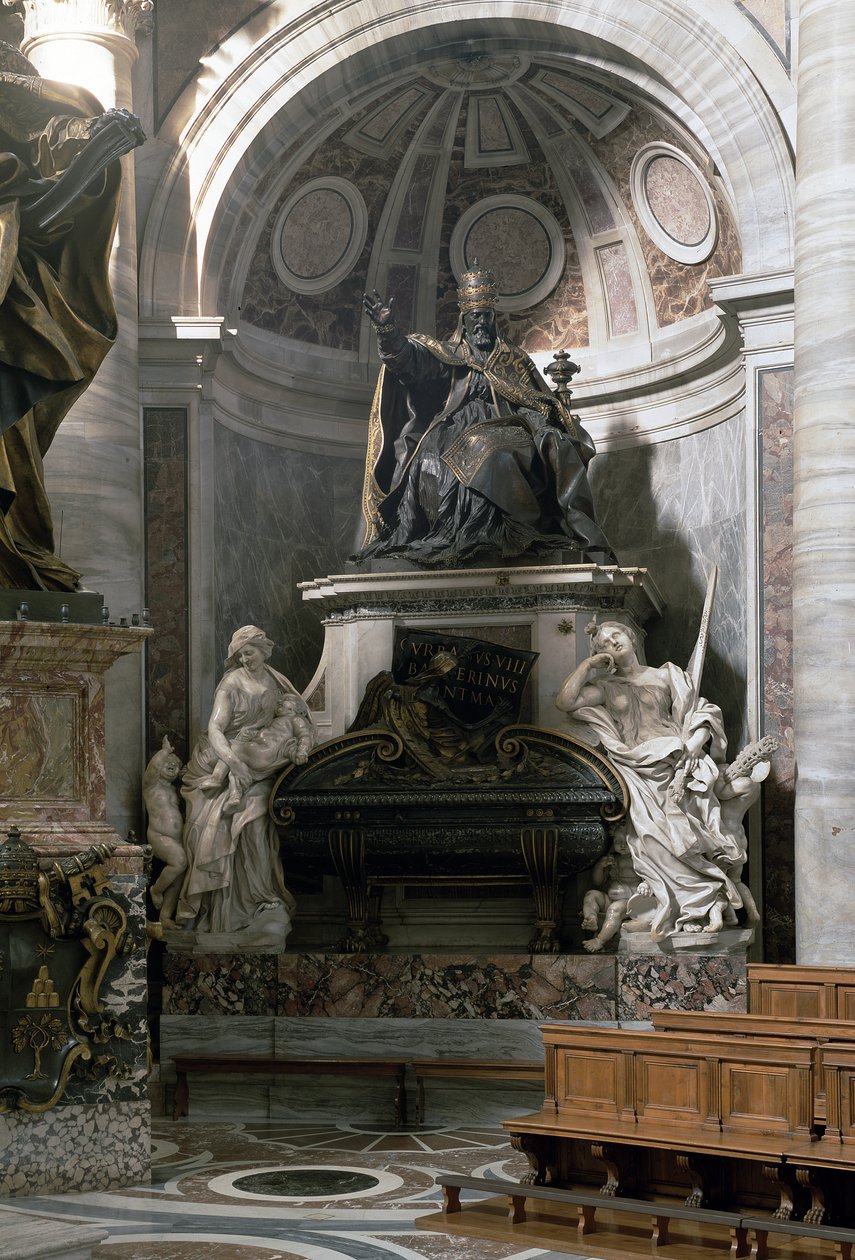 Hayırseverlik ve Adalet figürleriyle VIII. Kent Anıtı (1623-44) by Gian Lorenzo Bernini