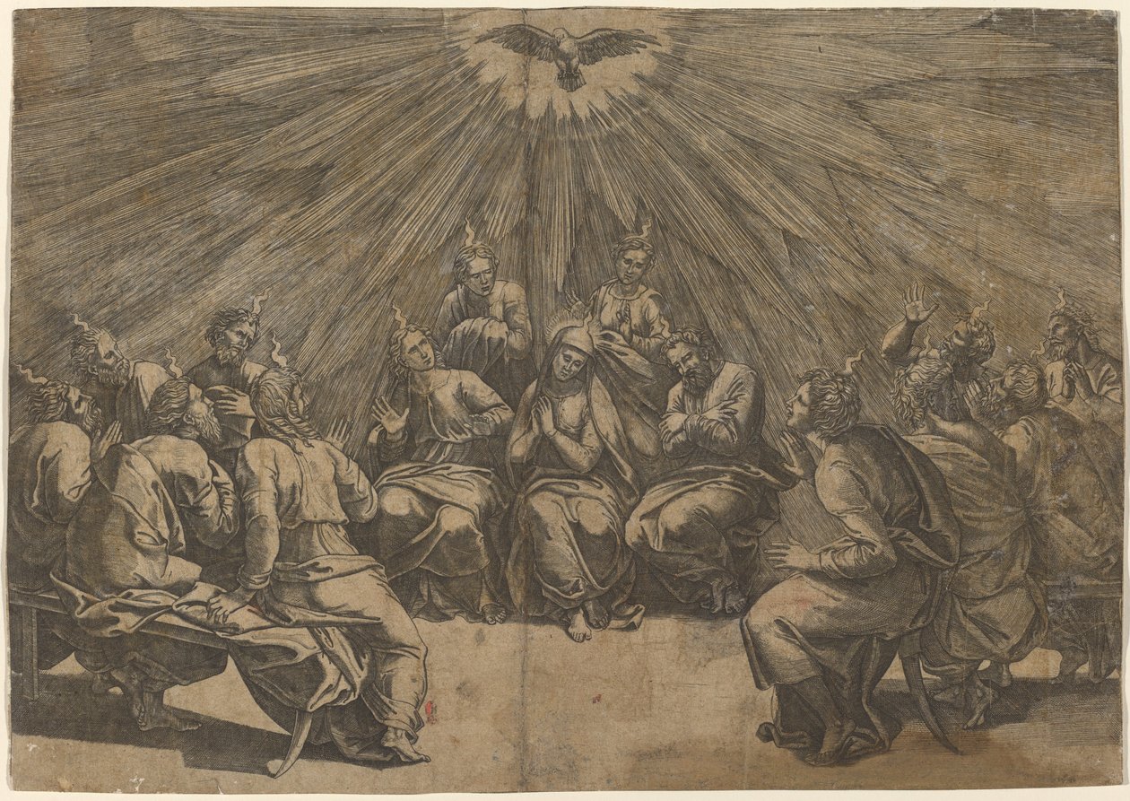 Pentekost by Gian Jacopo Caraglio after Raphael