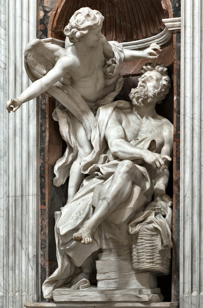 Peygamber Habakuk (Habaquq, Habakuk, Habakkuk, Abakuk, Havakuk) ve melek (Peygamber Habakkuk ve melek) Gian Lorenzo Bernini