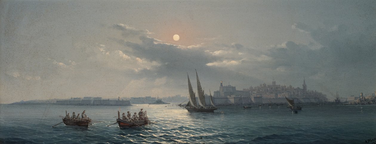 Büyük Liman manzarası, Valetta, 1885 by Giancinto Gianni