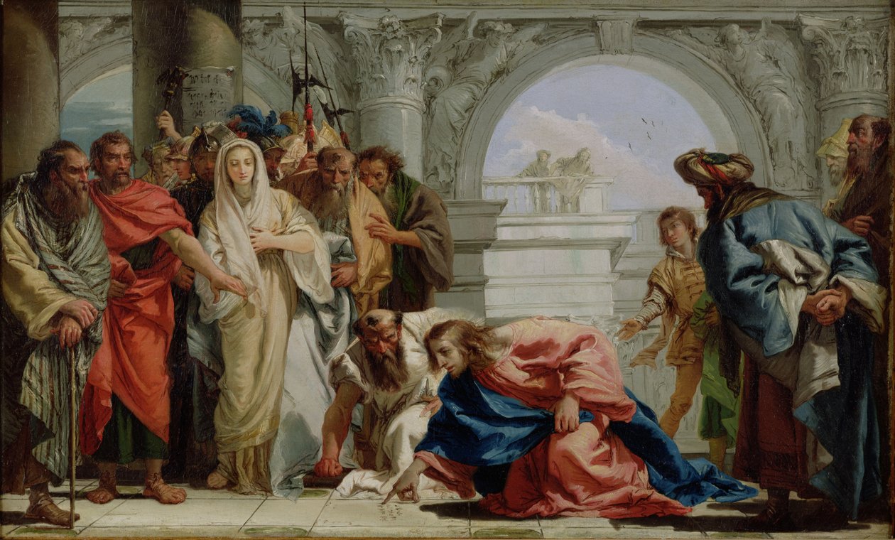 Mesih ve Zina Edilen Kadın, 1750-53 by Giovanni Domenico Tiepolo