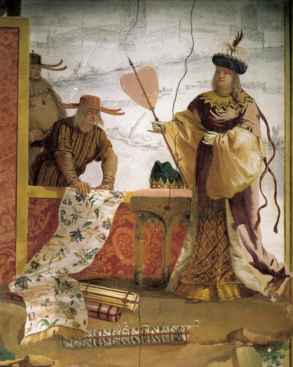 Çinli tekstil tüccarı, Giandomenico Tiepolo (1727-1804), fresk, Foresteria'daki Çin Odası (Misafirhane), Villa Valmarana 'Ai Nani', Vicenza, İtalya by Giandomenico (1727 1804) Tiepolo