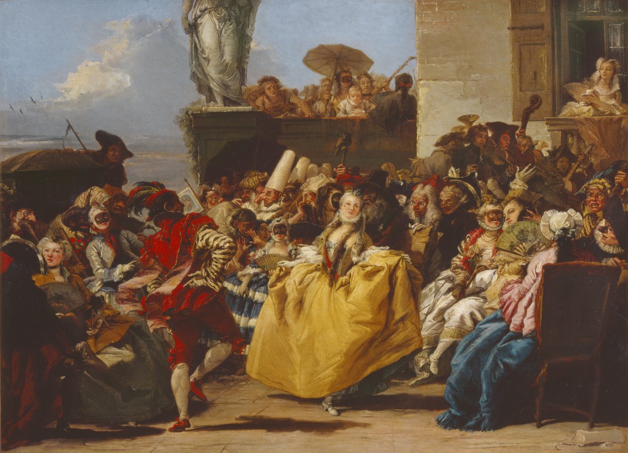 Minuet veya Karnaval Sahnesi (tuval üzerine yağlı boya) by Giovanni Domenico Tiepolo