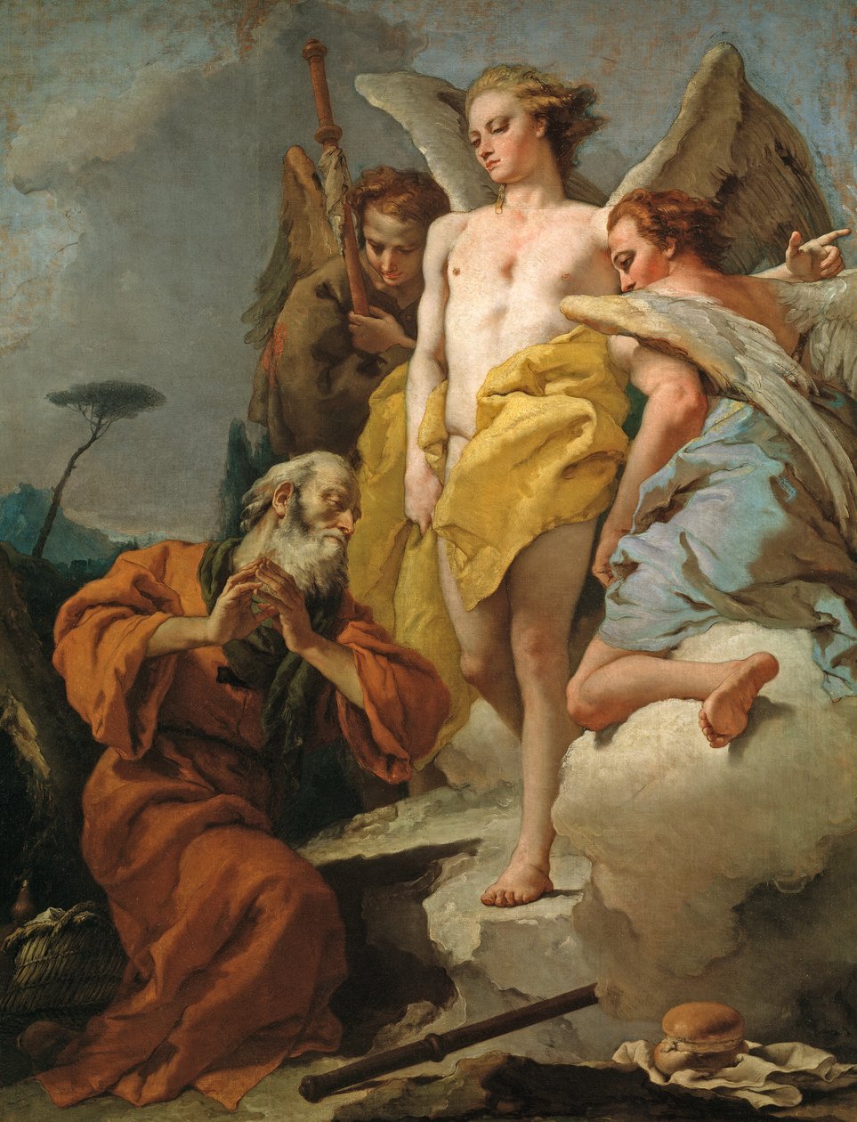 Abraham et les trois anges - Abraham ve Üç Melek - Tablo Tiepolo, Giandomenico (1727-1804) - yaklaşık 1770 - Tuval üzerine yağlı boya - 196x151 - Prado Müzesi, Madrid by Giovanni Domenico Tiepolo