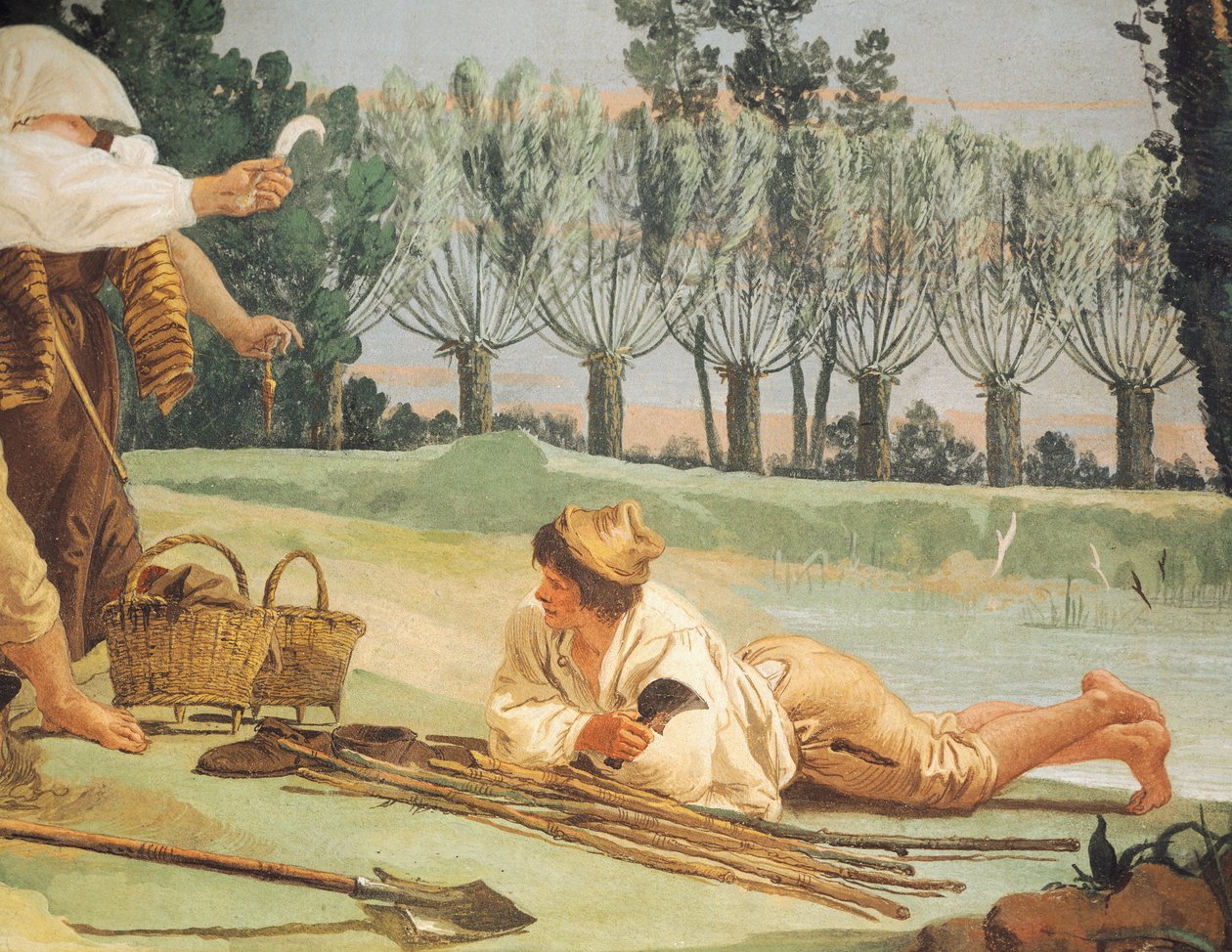 Dinlenen köylüler, Giandomenico Tiepolo (1727-1804), fresk, Detay, Villa Valmarana ai Nani, Vicenza by Giandomenico (1727 1804) Tiepolo