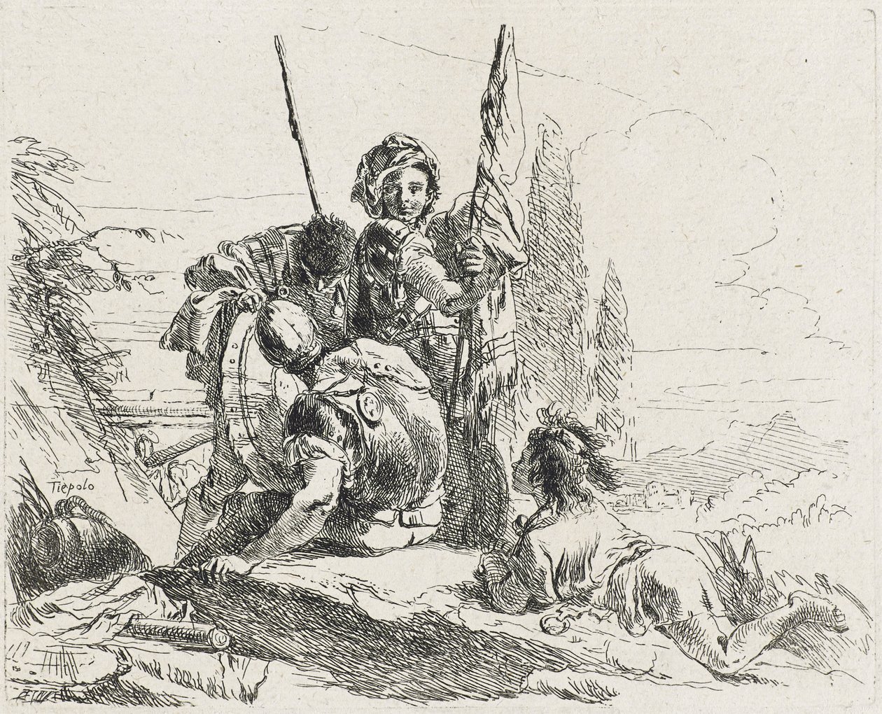 Üç Asker ve Bir Çocuk, 1749 by Giovanni Domenico Tiepolo