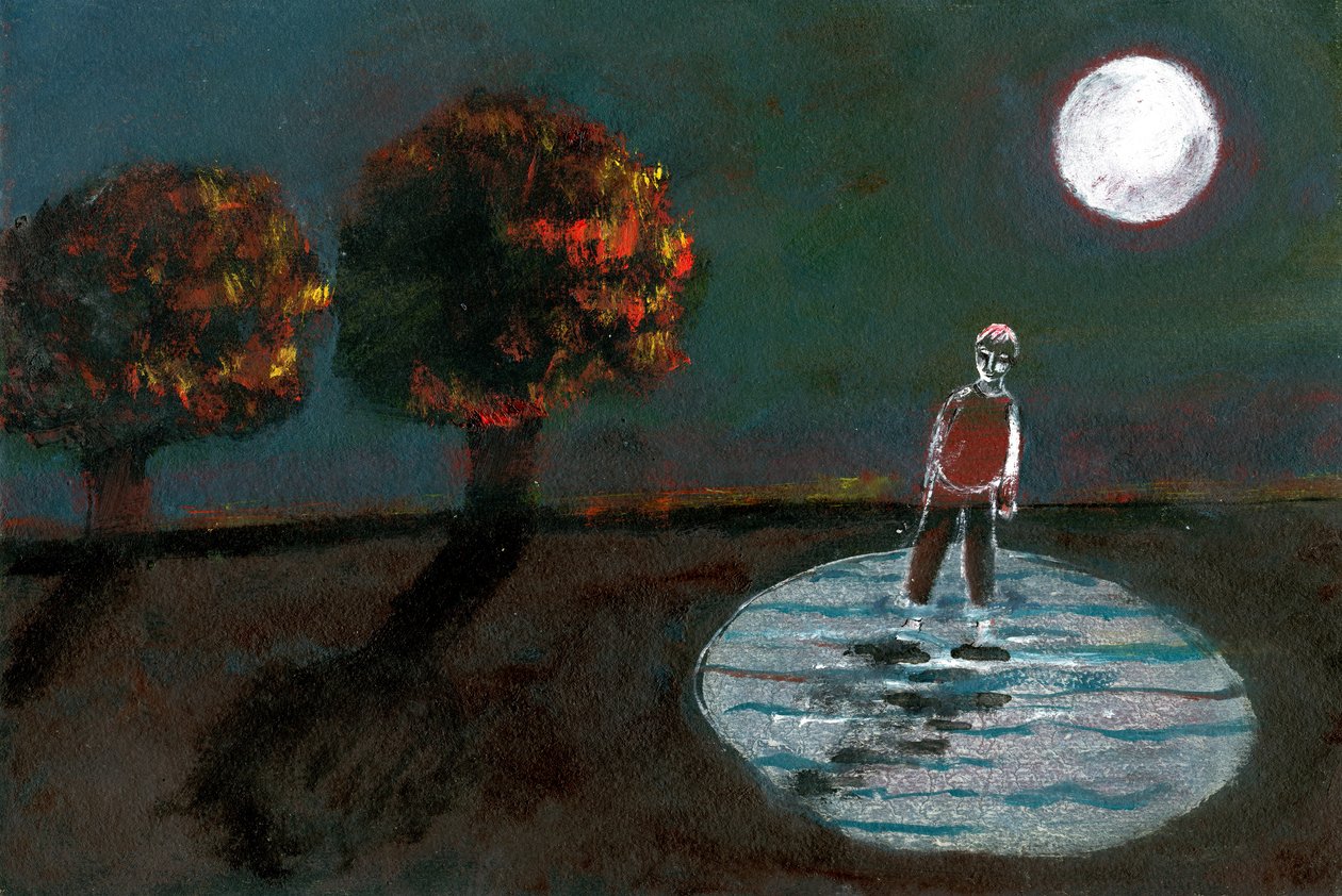 Sonbaharın Kışa Dönüşmesi, Study For A Night Walk, 2004, (kağıt üzeri yağlı boya) by Gigi Sudbury