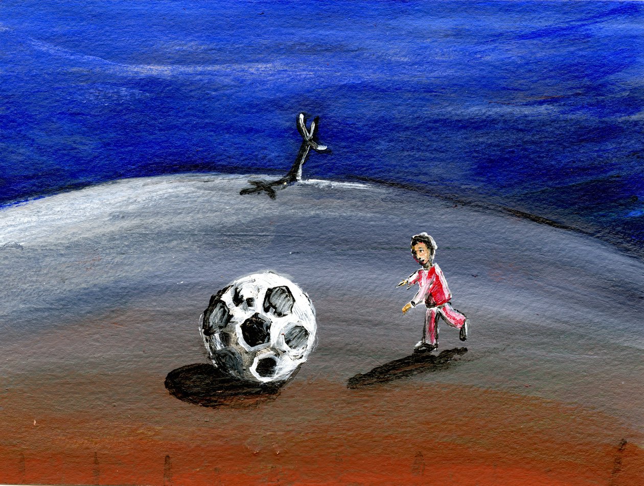Büyük Büyük Bir Futbol Buldum, 2005, (kağıt üzerinde yağlı boya) by Gigi Sudbury