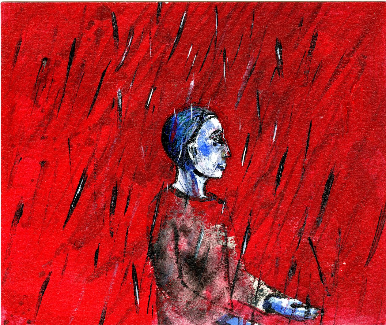 Kırmızı Gece, Mavi Yağmur, 2005, (kağıt üzerine yağlı boya) by Gigi Sudbury