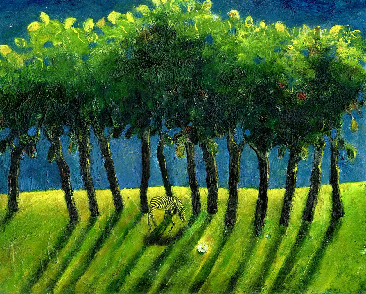 Zebra Ağaçları, 2005, (kağıt üzeri yağlı boya) by Gigi Sudbury