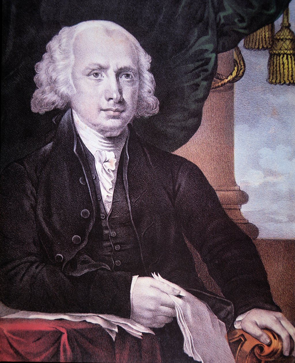 James Madison (1751-1836) Nathaniel Currier (1813-88) tarafından yayınlandı (renkli taş) by Gilbert (after) Stuart