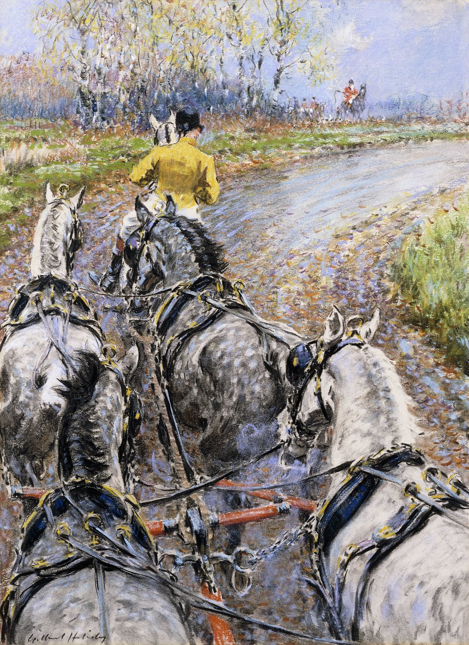 "The Kings Highway", Eski Berkeley Arabasının Koltuğundan Çalışma; Horoz Atı Bizi Reigate Tepesine Çıkarıyor, by Gilbert Holiday