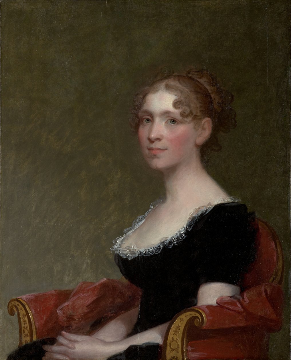 Bayan Charles Davis (Eliza Bussey) (1783-1841), c.1808-09 (ahşap panel üzerine yağlı boya) by Gilbert Stuart