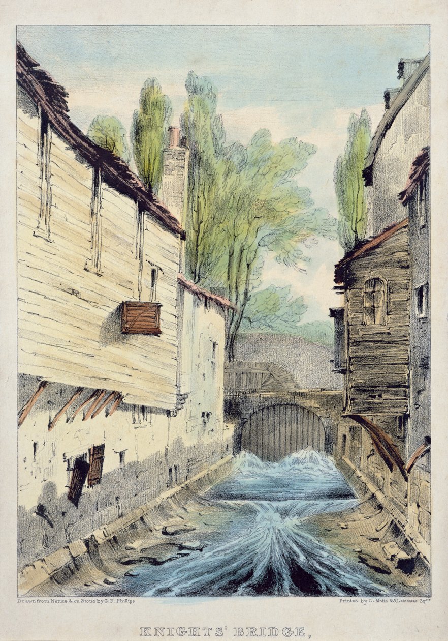 Şövalyeler Köprüsü, Londra, 1825 dolayları by Giles Firman Phillips