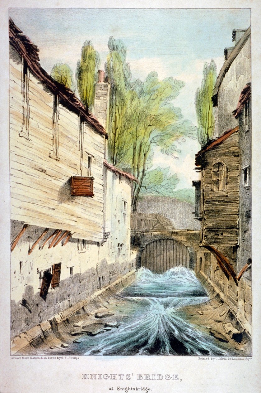 Şövalyeler Köprüsü, Knightsbridge, Westminster, Londra, c1825 by Giles Firman Phillips